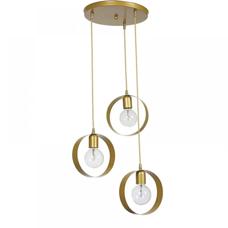 NG Lighting Κρεμαστό Φωτιστικό Οροφής Χειροποίητο Μεταλλικό Χρυσό Ματ Τρίφωτο Ε27 32x80cm 2026105